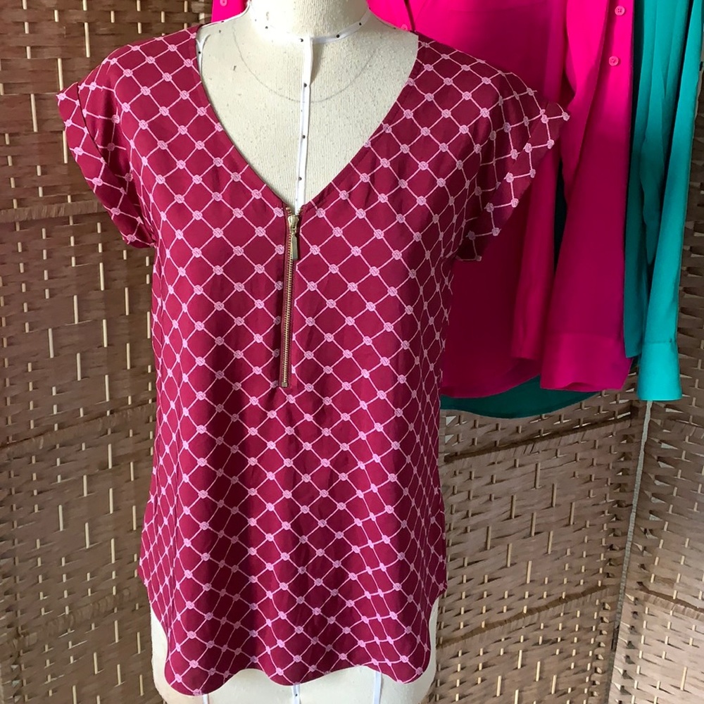 Silky Zip front Gramercy Top
